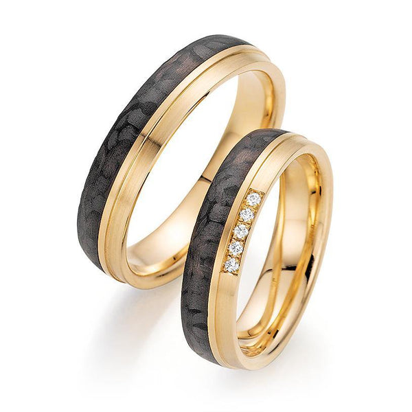 Trauringe Apricotgold / Carbon mit Brillanten - Mcollection Aachen